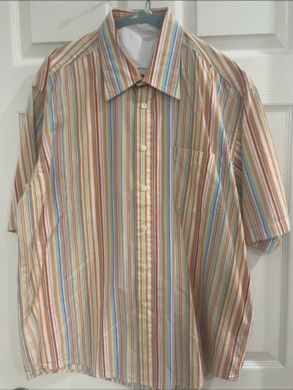 Cotton Reel Men's Multicolor Stripe Short-Sleeve Button-Down Shirt